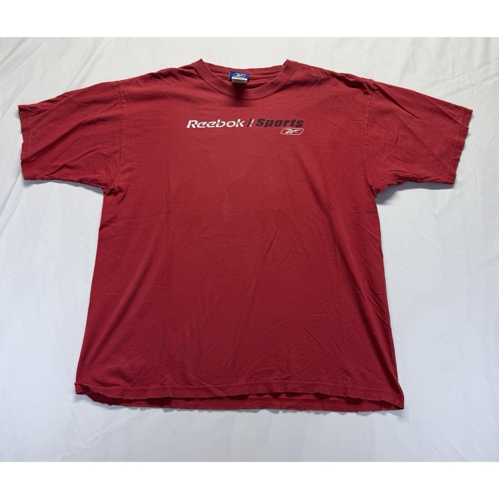 VINTAGE 90s Reebok T Shirt Mens Size L red Logo Single Stitch Sports Wear